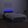 vidaXL Box spring postelja z vzmetnico LED temno siva 120x190 cm blago