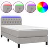 vidaXL Box spring postelja z vzmetnico LED svetlo siva 90x200 cm blago
