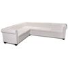 vidaXL Chesterfield kotna sedežna garnitura umetno usnje bela