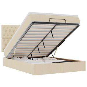 vidaXL Otomanska postelja z vzmetnico krem 140x190 cm blago