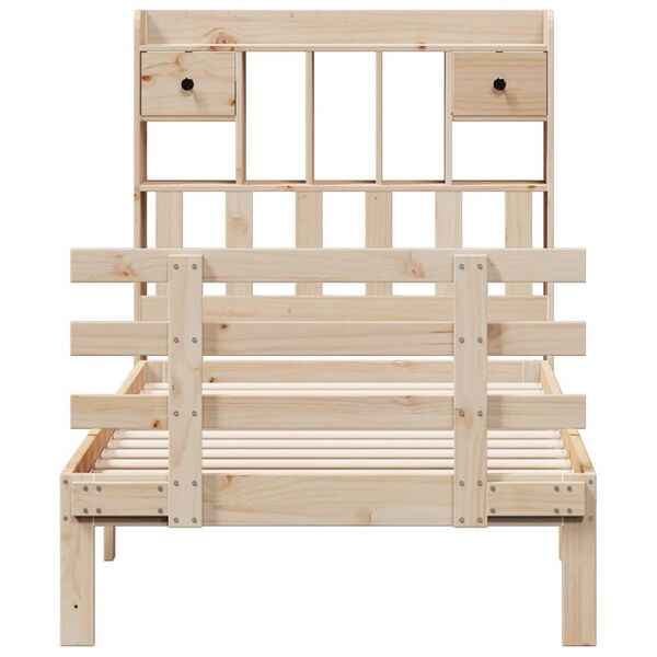 vidaXL Knjižna postelja brez vzmetnice 100x200 cm trdna borovina