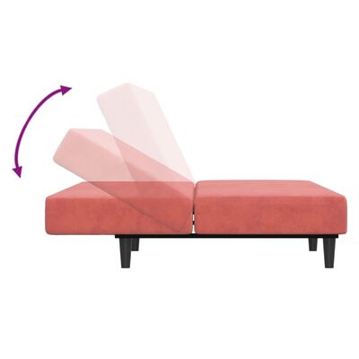 vidaXL Kavč dvosed z ležiščem roza žamet