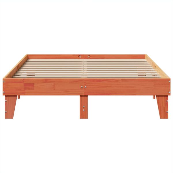 vidaXL Posteljni okvir brez vzmetnice vošč. rjav 150x200 cm borovina