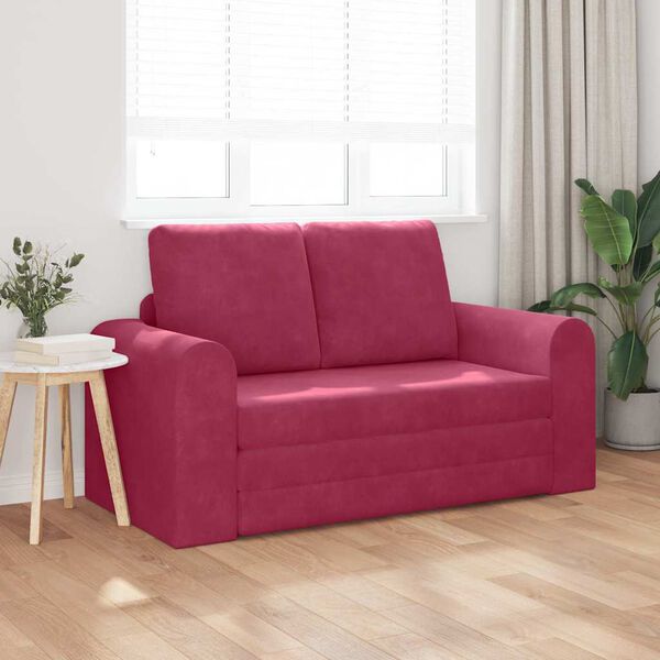 vidaXL Sofa postelja Vinorodna rdeča 148 x 71 x 83 cm Žamet