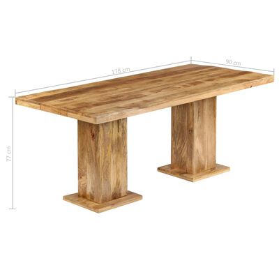 vidaXL Velika jedilna miza iz trdnega mangovega lesa 178x90x77 cm