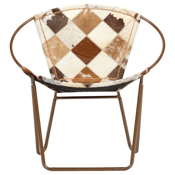 vidaXL Stol z diamantnim vzorcem rjav pravo usnje