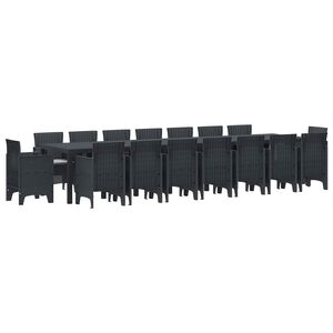 vidaXL Vrtna jedilna garnitura s blazinami 17 pcs Antracit PP