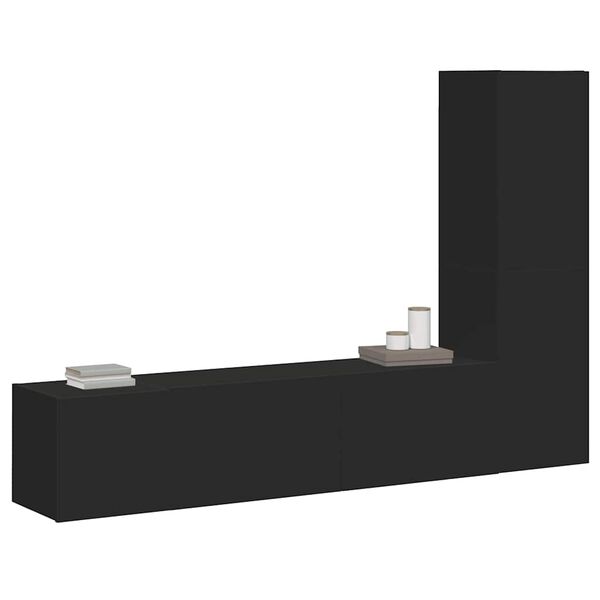 vidaXL Komplet TV omaric 3-delni črna inženirski les