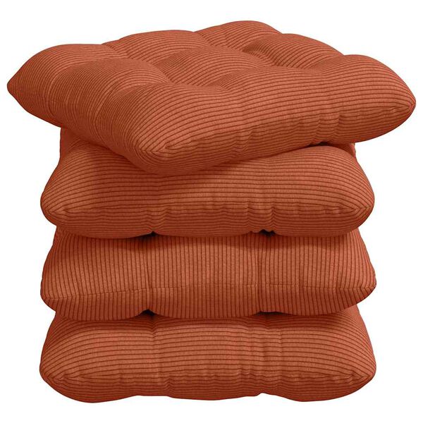 vidaXL Sedežne blazine 4 pcs Rdeče oranžna 45 x 45 cm Žametna tkanina