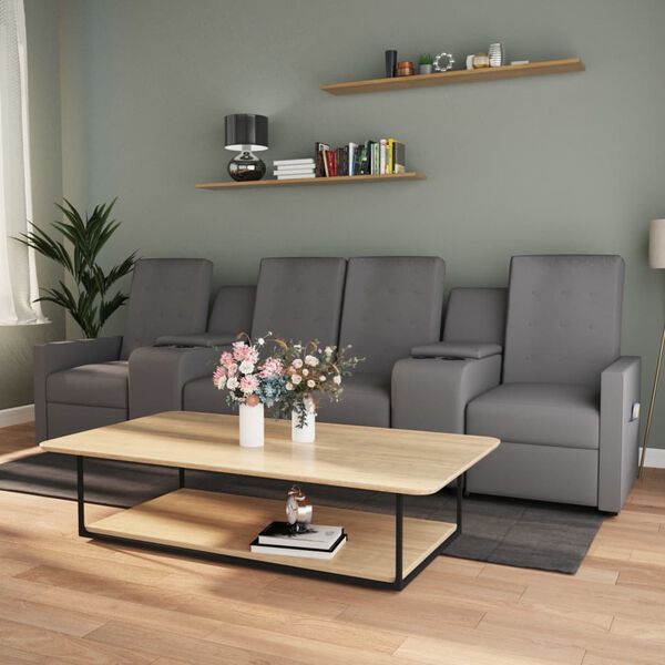 vidaXL Masažni &scaron;tirised z držali za skodelico svetlo siv