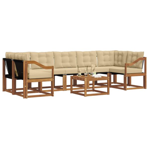 vidaXL Zunanja garnitura za sedenje z blazino 8 pcs Naravna in bež