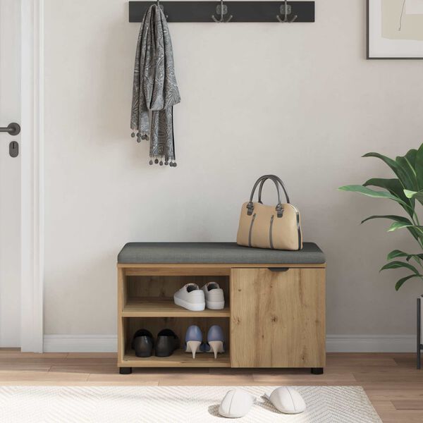 vidaXL Haldna klop z blazino Enobarvno Umetni hrast 80 x 38 x 46 cm