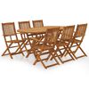 vidaXL Zložljiva vrtna jedilna garnitura 7-delna trden akacijev les