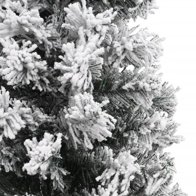 vidaXL Ozka umetna novoletna jelka s snegom zelena 150 cm PVC