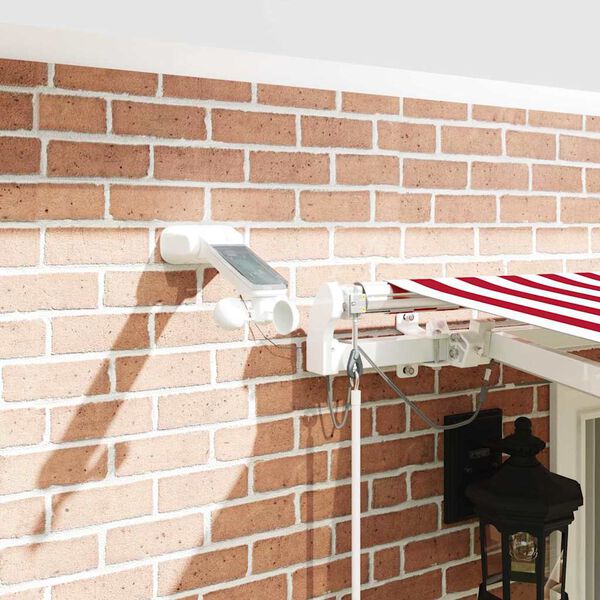 vidaXL Retraktilna tenda z LED lučmi Rdeča in bela 400 &times; 300 cm