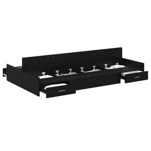 vidaXL Postelja z dodatnim prostorom za shranjevanje Črna Orehovina