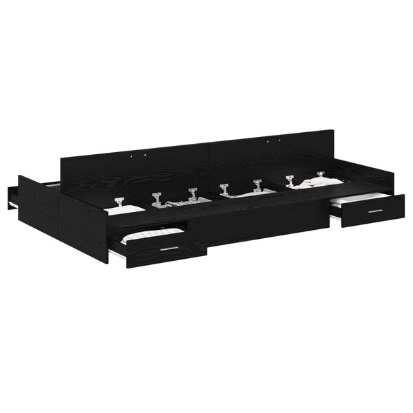 vidaXL Postelja z dodatnim prostorom za shranjevanje Črna Orehovina