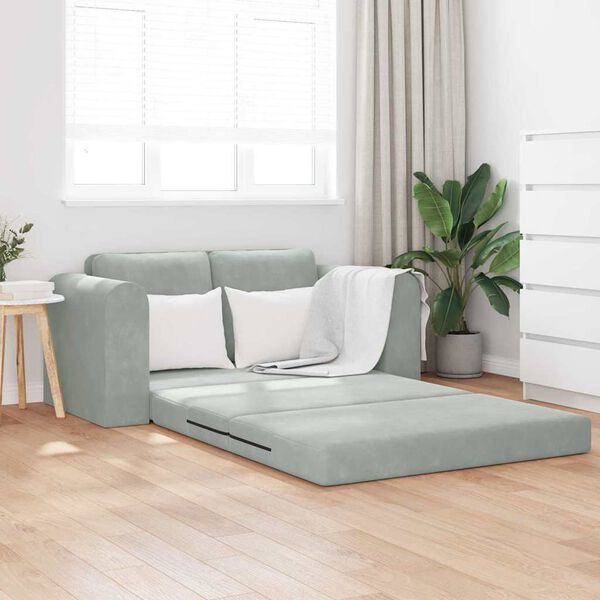 vidaXL Sofa postelja 60cm Svetlo siva Žamet