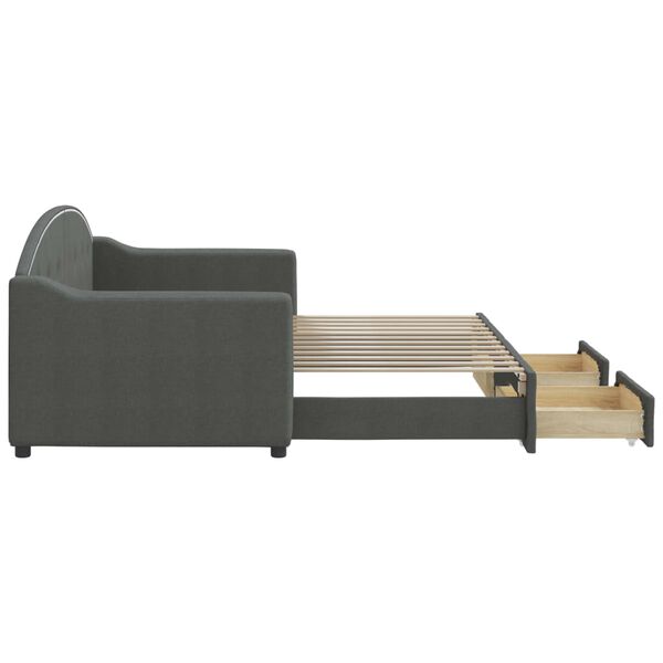vidaXL Izvlečna dnevna postelja s predali temno siva 80x200 cm blago
