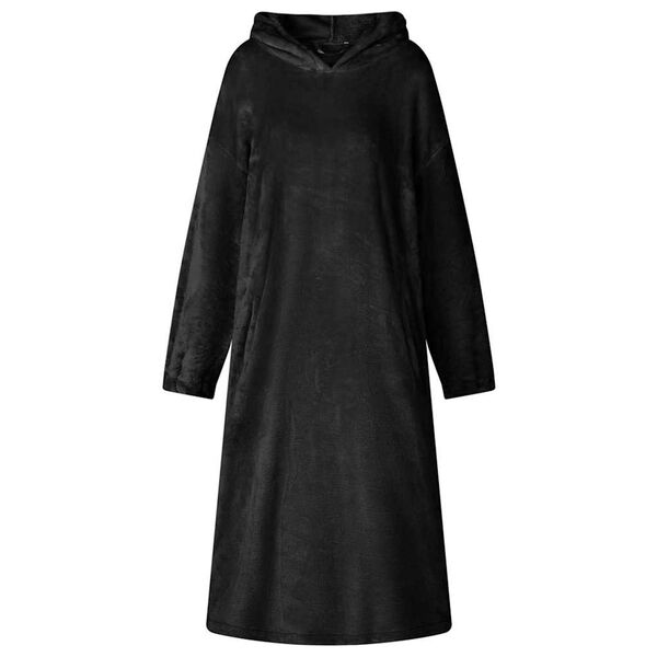 vidaXL Odeja s kapuco Črna l Flanel