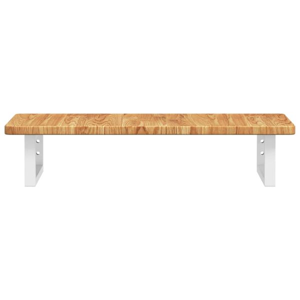 vidaXL Stenska polica za umivalnik jeklo in trdna hrastovina