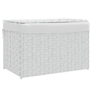 vidaXL Ko&scaron;ara za perilo s pokrovom bela 55,5x35x34 cm poli ratan