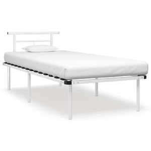 vidaXL Posteljni okvir bel kovinski 90x200 cm