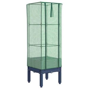 vidaXL Visoka greda s prevleko za rastlinjak videz ratana 40x40x140 cm