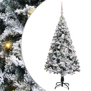 vidaXL Umestno božično drevo Bela 150 cm PVC, jeklo in plastika