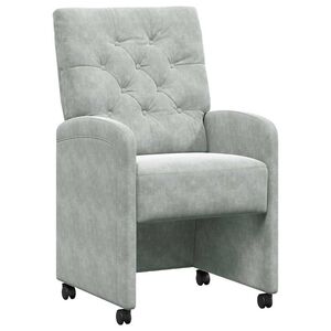 vidaXL Jedilni stoli s kolesi 2 pcs Svetlo siva 58 x 67 x 97 cm Žamet