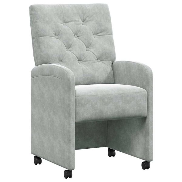 vidaXL Jedilni stoli s kolesi 2 pcs Svetlo siva 58 x 67 x 97 cm Žamet