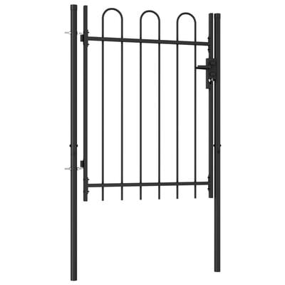 vidaXL Enojna vrata za ograjo zaobljena jeklo 1x1,2 m črna