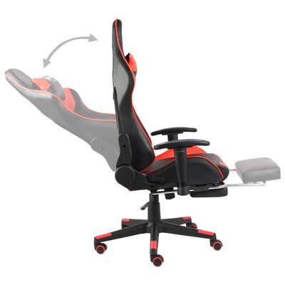 vidaXL Vrtljiv gaming stol z naslonjalom za noge rdeč PVC