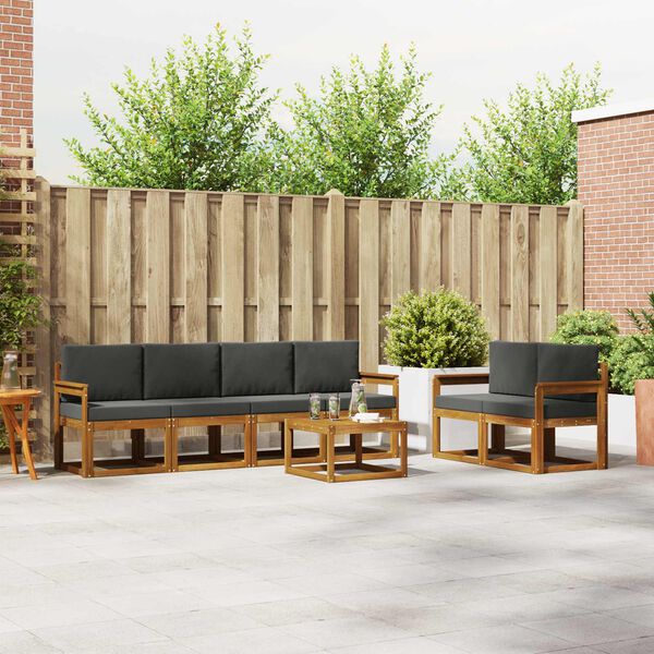 vidaXL Zunanja garnitura za sedenje 7 pcs Naravna in antracitna