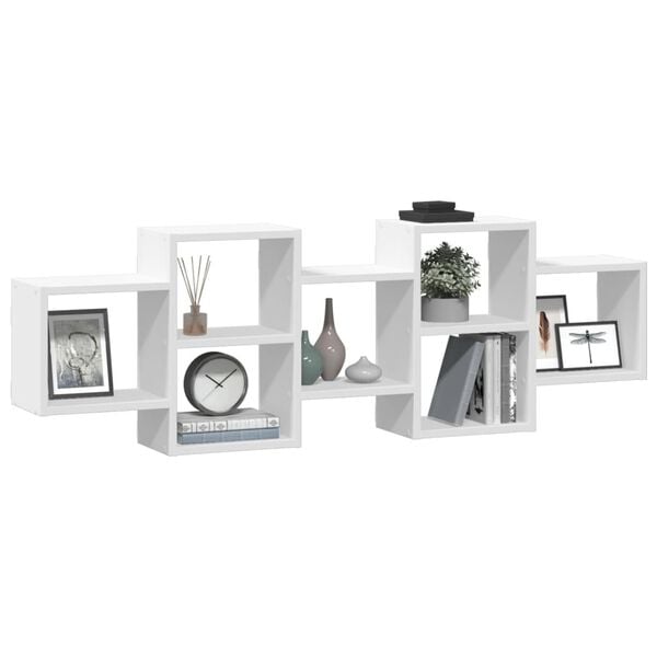 vidaXL Stenska polica bela 129x18x42 cm iverna plo&scaron;ča