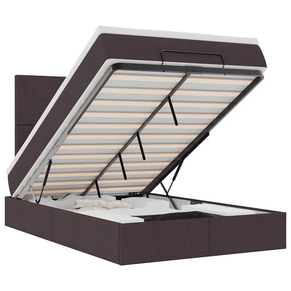 vidaXL Otomanska postelja z vzmetnico rjav 120x200 cm blago