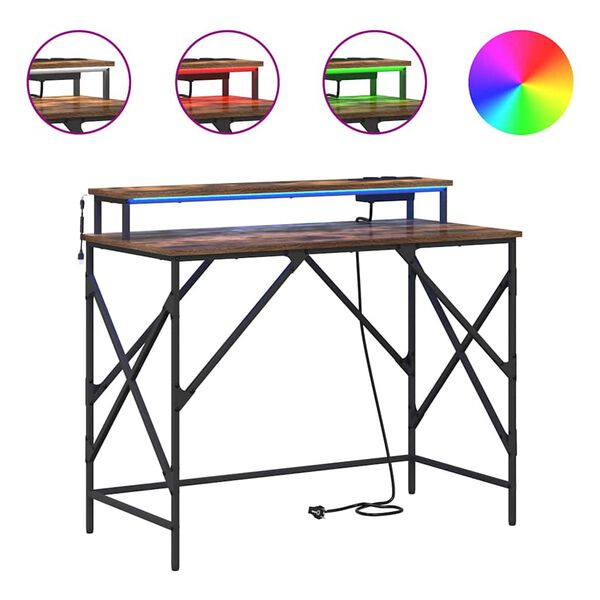 vidaXL Miza s polico Dimljeni oreh 120 x 79 x 86,5 cm Konstruiran les