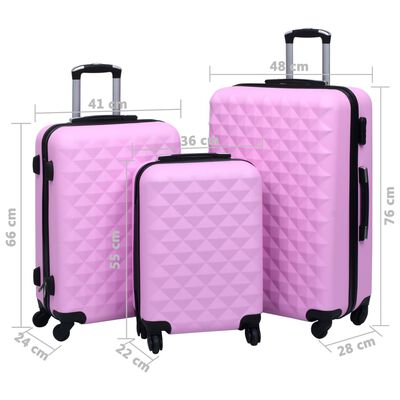 vidaXL Trdi potovalni kovčki 3 kosi roza ABS