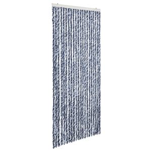 vidaXL Zavesa proti mrčesu iz &scaron;enilje 90x220 cm modra, bela in srebrna