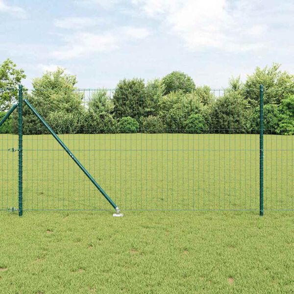 vidaXL Ograja s stebrom Zelena 1,2 x 10 m Jeklo in PVC