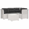 vidaXL 4-sedežna vrtna sofa z blazinami, rattan videz PP Bela