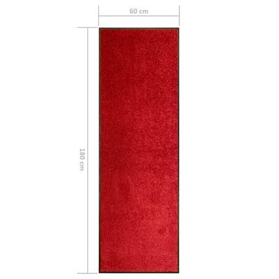 vidaXL Pralni predpražnik rdeč 60x180 cm