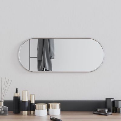 vidaXL Stensko ogledalo srebrno 50x20 cm ovalno