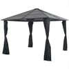 vidaXL Paviljon z zaveso aluminij 3x3 m črn