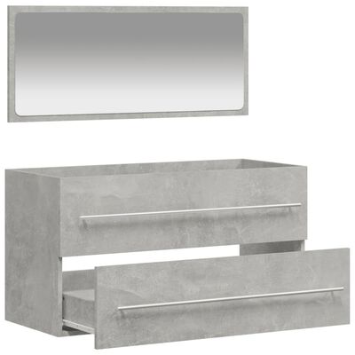 vidaXL Kopalniška omarica z ogledalom betonsko siva inženirski les