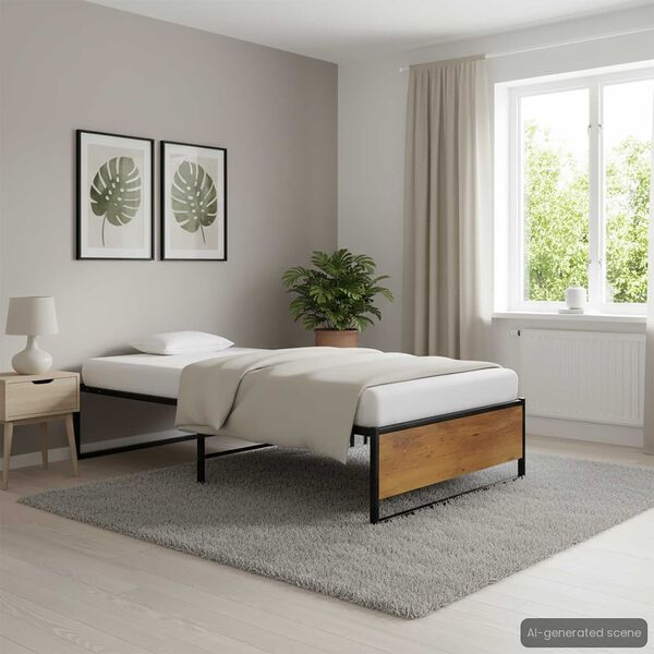 vidaXL Posteljni okvir črn kovinski 100x200 cm