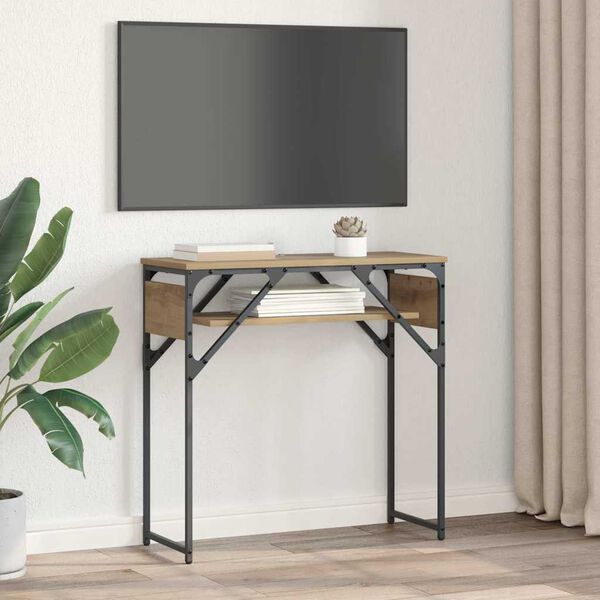 vidaXL Konzolnamizica Umetni hrast 75x30x75cm Konstruiran les