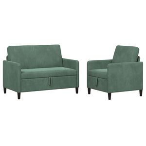 vidaXL Sofa set z shrambo 2 kos Morsko zelena Poliester