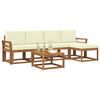 vidaXL Zunanja garnitura za sedenje z blazino 6 pcs Naravna in smetana