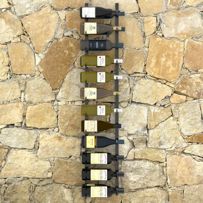 vidaXL Stensko stojalo za vino za 24 steklenic črno železo